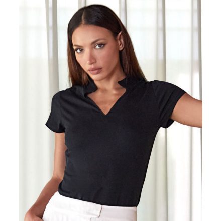 Kustom Kit rövid ujjú blúz Mandarin 200 fekete