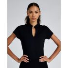 Kustom Kit rövid ujjú blúz Mandarin 200 fekete