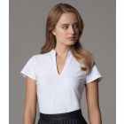 Kustom Kit rövid ujjú blúz Mandarin 200 fehér