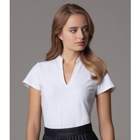 Kustom Kit rövid ujjú blúz Mandarin 200 fehér