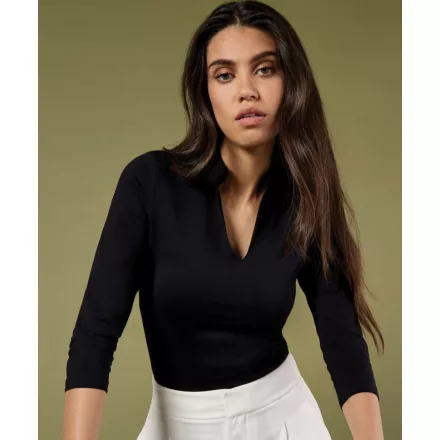 Kustom Kit 3/4 ujjú blúz Mandarin 200 fekete