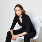 Kustom Kit 3/4 ujjú blúz Mandarin 200 fekete