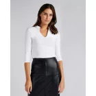 Kustom Kit 3/4 ujjú blúz Mandarin 200 fehér