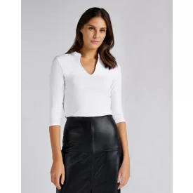 Kustom Kit 3/4 ujjú blúz Mandarin 200 fehér