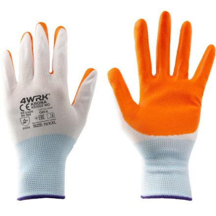 4WRK nitril mártott kesztyű Krona narancs-fehér