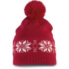 K-Up kötött sapka Fair Isle cseresznyepiros-fehér