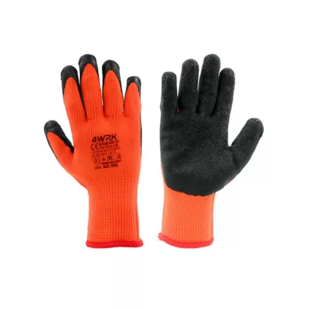 4WRK latexhab mártott téli kesztyű Buran Winter narancs-fekete