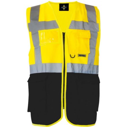 Korntex láthatósági vezetői mellény Multi Functional sárga-fekete