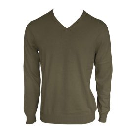 Legend kötött pulóver Cotton V-Neck 290 sötét khaki