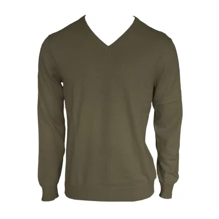 Legend kötött pulóver Cotton V-Neck 290 sötét khaki