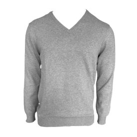   Legend kötött pulóver Cotton V-Neck 290 melírozott világosszürke