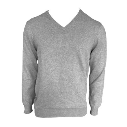 Legend kötött pulóver Cotton V-Neck 290 melírozott világosszürke