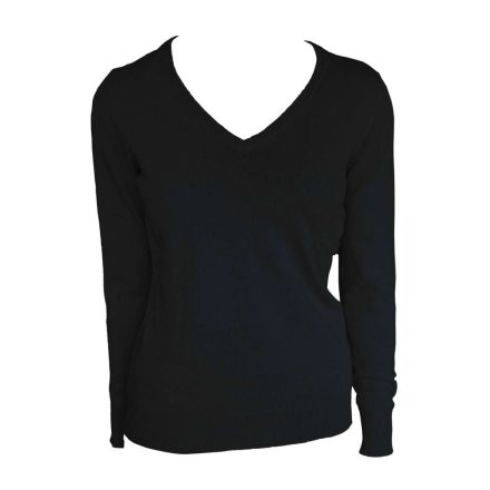 Legend női kötött pulóver Cotton V-Neck 290 fekete
