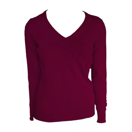 Legend női kötött pulóver Cotton V-Neck 290 bordó