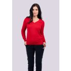 Legend női kötött pulóver Cotton V-Neck 290 piros