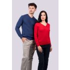 Legend női kötött pulóver Cotton V-Neck 290 piros