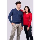 Legend női kötött pulóver Cotton V-Neck 290 piros