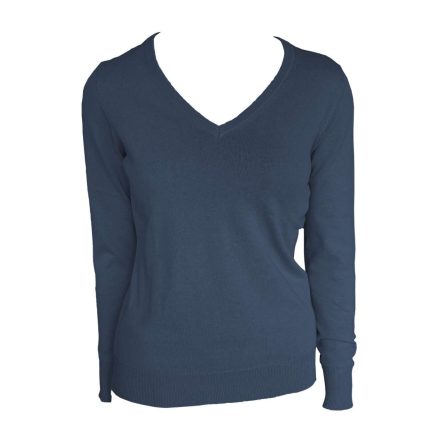 Legend női kötött pulóver Cotton V-Neck 290 mélykék
