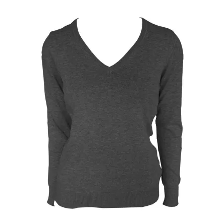 Legend női kötött pulóver Cotton V-Neck 290 melírozott sötétszürke