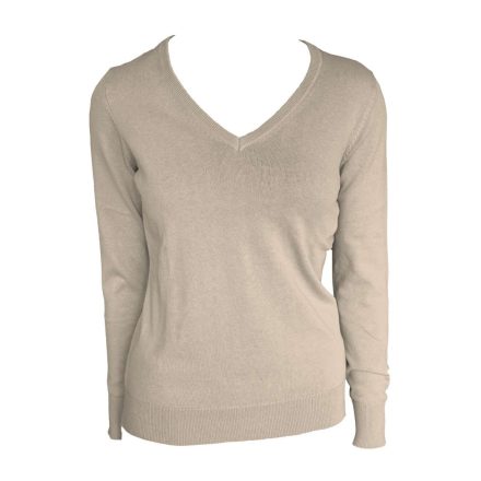 Legend női kötött pulóver Cotton V-Neck 290 homok