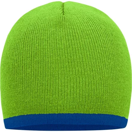 Myrtle Beach sapka Beanie with Contrasting Border lime zöld-királykék