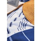 Olima strandtörölköző Striped Beach&Spa 300 tengerkék-fehér