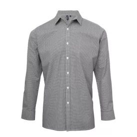 Premier hosszú ujjú ing Gingham 115 fekete-fehér