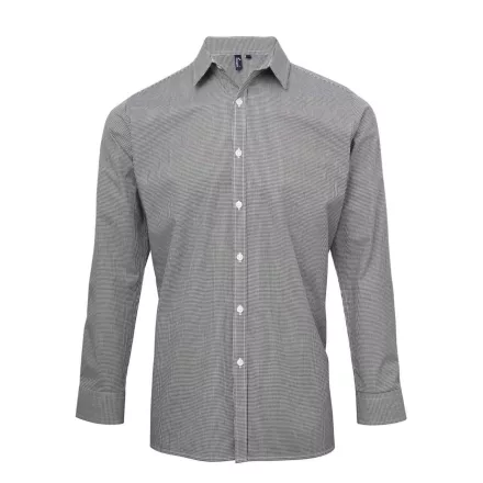 Premier hosszú ujjú ing Gingham 115 fekete-fehér