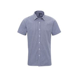   Premier rövid ujjú ing Gingham 115 tengerkék-fehér kockás