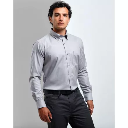 Premier hosszú ujjú ing Signature Oxford 135 ezüst