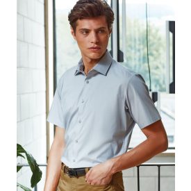 Premier rövid ujjú ing Popline Stretch 115 ezüst