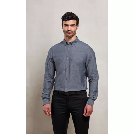 Premier hosszú ujjú ing Organic Chambray 160 farmer kék