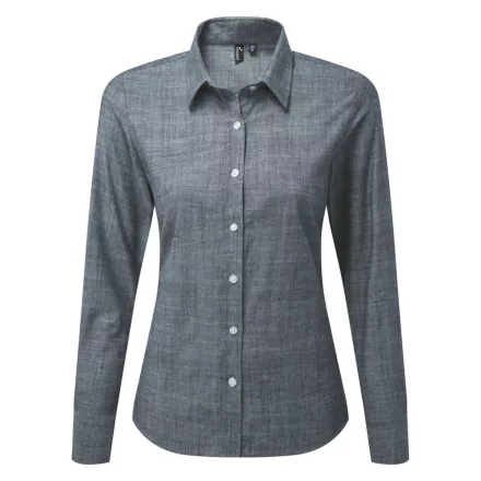 Premier hosszú ujjú női ing Cotton Slub Chambray 115 indigó