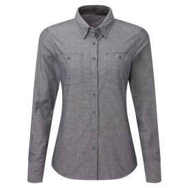  Premier hosszú ujjú női ing Organic Chambray 160 farmer szürke