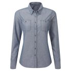 Premier hosszú ujjú női ing Organic Chambray 160 farmerkék
