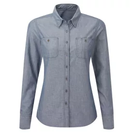   Premier hosszú ujjú női ing Organic Chambray 160 farmerkék