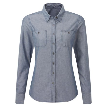 Premier hosszú ujjú női ing Organic Chambray 160 farmerkék