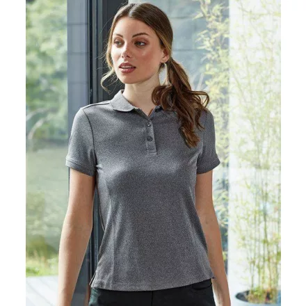 Premier női galléros póló CoolChecker 155 melírozott szürke