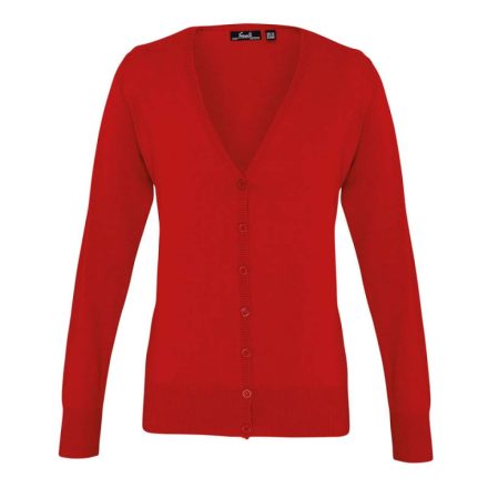 Premier női kötött kardigán Button-Through piros