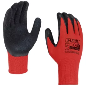Procera latexhab mártott kesztyű X-Latos piros-fekete