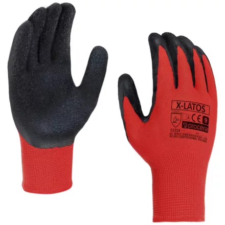 Procera latexhab mártott kesztyű X-Latos piros-fekete