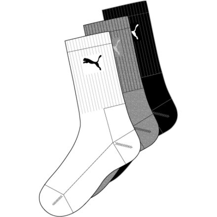 Puma zokni Sport fehér-szürke-fekete 3 pár/csomag