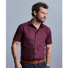 Russell rövid ujjú ing Easy Care Fitted 140 bordó