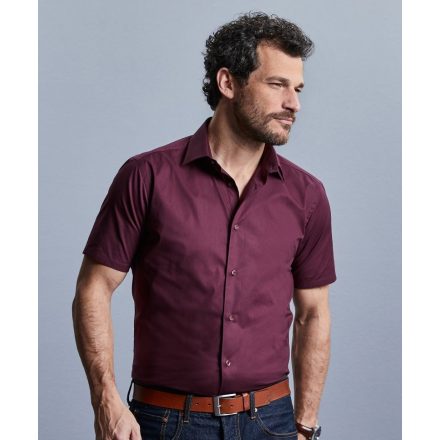 Russell rövid ujjú ing Easy Care Fitted 140 bordó