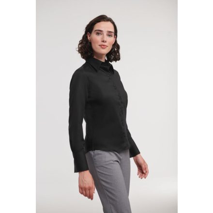 Russell hosszú ujjú női ing Ultimate Non-iron Shirt LS 120 fekete