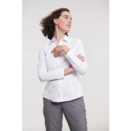 Russell hosszú ujjú női ing Herringbone Shirt LS 130 fehér
