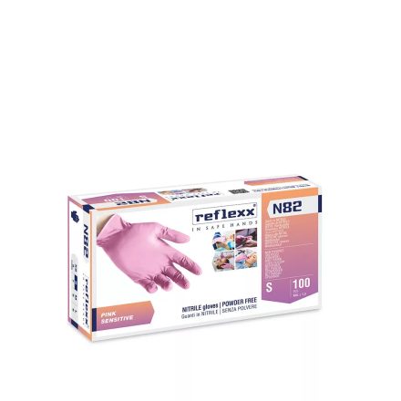 Reflexx púdermentes nitril kesztyű N82 rózsaszín 100 db/csomag