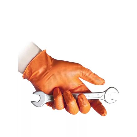 Reflexx púdermentes nitril szerelőkesztyű Full Grip N85 narancs 50 db/csomag