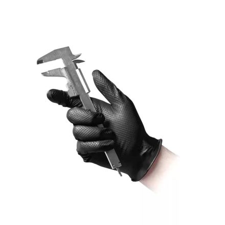 Reflexx púdermentes nitril szerelőkesztyű Full Grip N85 fekete 50 db/csomag