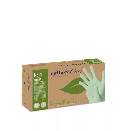 Reflexx púdermentes nitril kesztyű NBio pasztell zöld 100 db/csomag